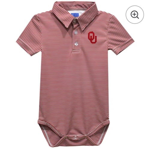 Oklahoma Sooners Vive La Fete Infant Polo Pencil Stripe Bodysuit - Red