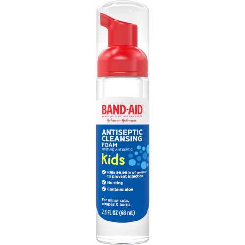 Band-Aid Brand Antiseptic Cleansing Foam for Kids, First Aid Antiseptic Foam Kills Germs to Prevent Infection, with Benzalkonium Cl Wound Antiseptic & Aloe, No Sting, 2.3 fl. oz