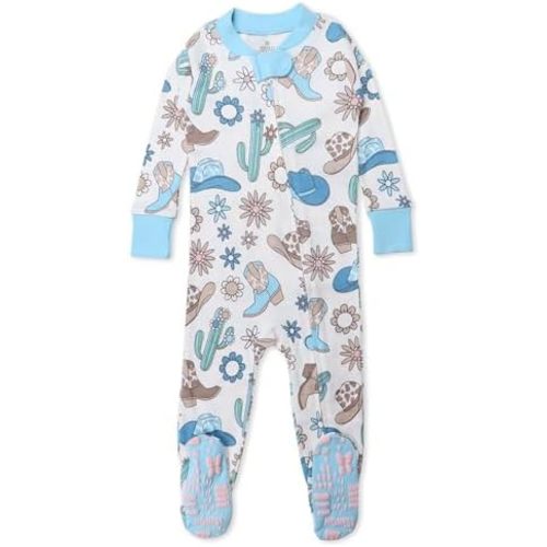 HonestBaby baby-girls Non-slip Footed Pajamas One-piece Sleeper Zip-front Pjs 100% Organic Cotton for Baby Girls