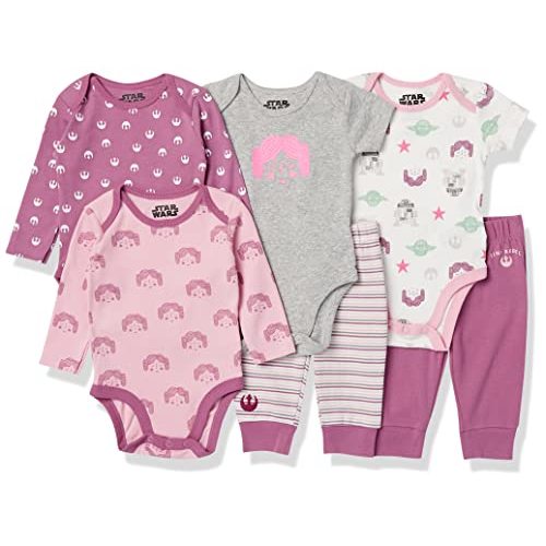Amazon Essentials Disney | Star Wars | Princess Baby Girls' 6-Piece Outfit Set, Pack of 6