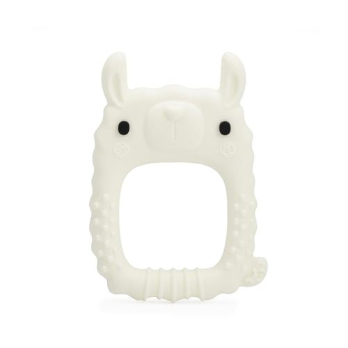 Loulou Lollipop Wild Silicone Teether for Babies 4 Months and Up, Textured Teething Ring for Sore Gums, BPA-Free Food-Grade Silicone, Easy-Grip Open Shape, Dishwasher & Freezer Safe, Llama