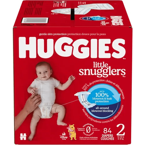 Huggies Size 2 Diapers, Little Snugglers Baby Diapers, Size 2 (12-18 lbs), 84 Count, Packaging May Vary