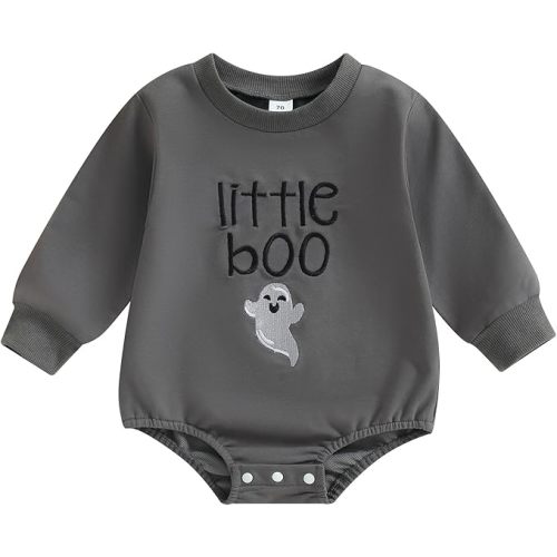VISGOGO Newborn Baby Girl Boy Bubble Romper 3 6 9 12 18M Onesie Sweatshirt Long Sleeve Oversized Fall One-Piece Bodysuit