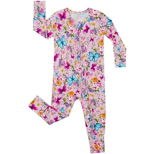 Bamboo Viscose Baby Girl Footless Pajamas Ruffled Baby Sleepers with 2 Way Zipper
