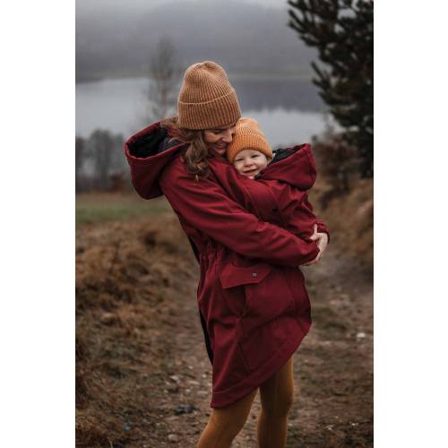 5in1 Babywearing Softshell Parka Coat , maternity coat, FRONT/BACK carrying jacket, multifunction, baby carrier , Burgundy