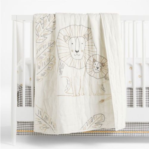 Jungle Lion Organic Cotton Baby Crib Quilt