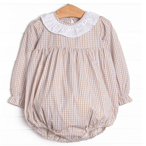Classic Caroline Bubble, Tan Gingham – Stitchy Fish