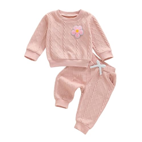 BULINGNA Toddler Baby Girl Fall Winter Clothes Outfit Long Sleeve Flower Crewneck Sweatshirt Joggers Pants Outfits Set