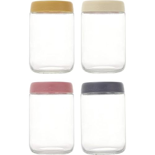 18 OZ 4Pack, Overnight Oats Jars with Lids, Glass Meal Prep Containers, Airtight Mason Jars for Breakfast, Yogurt Parfait, Salad & Smoothies, Leakproof and Reusable Food Storage Jars(4-2)