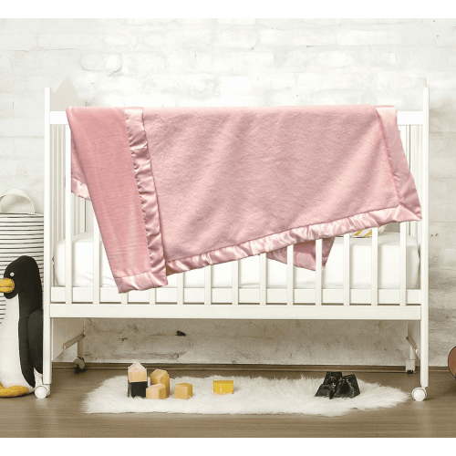 Baby Blanket Faux Fur Soft with Satin, Receiving Blanket, 30"x40", Pink, Outtek