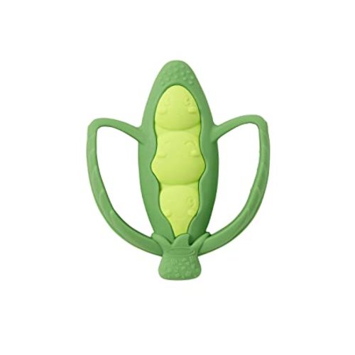 Infantino Lil’ Nibbles Textured Silicone Teether, BPA-Free Baby Teething Toy, Soft, Easy to Hold, Sensory Stimulation for Infants, Pea Pod