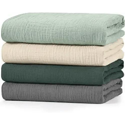 Muslin Swaddle Blankets for Baby Girls and Boys, 4 Pack Breathable and Skin-Friendly Newborn Receiving Blanket, 100% Cotton Swaddle Wrap, Essentials Infant Shower Items, Toddler Gift
