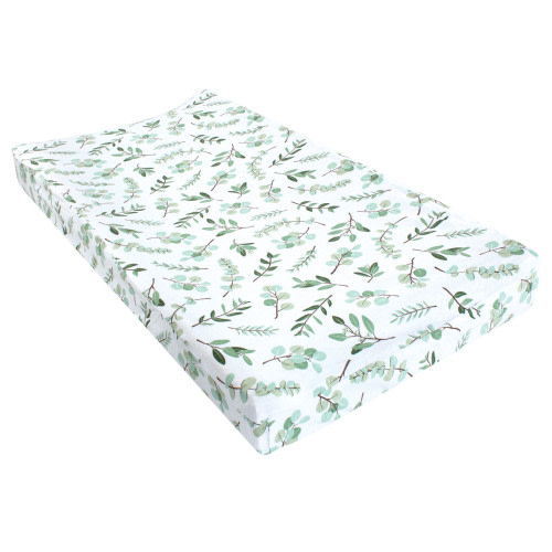 Hudson Baby Cotton Changing Pad Cover, Eucalyptus