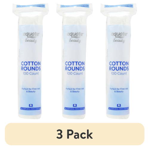 (3 pack) Equate Beauty Cotton Rounds, 100 Count