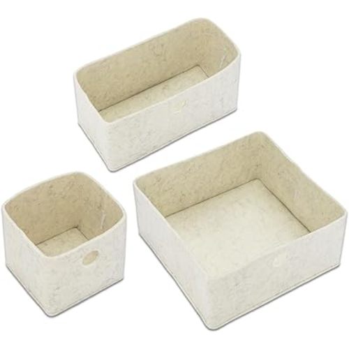 Parker Baby Felt Drawer Organizers 3 Pack | Versatile & Sturdy Nursery Organizers for Drawers | Extra-Durable and Collapsible Soft Felt Drawer Storage Bins w/Soft Edges | Heathered White, 3 Pack