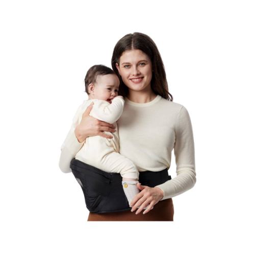 Momcozy Hip Seat Baby Carrier - Adjustable Waistband with Original 3D Belly Protector, Ergonomic Carrier with Various Pockets for Newborns & Toddlers up to 45lbs (Black, Medium)