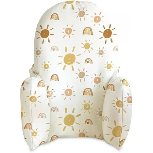 Yeah Baby Goods Wipeable Cushion Cover (Mr Golden Sun) - Compatible with the IKEA Antilop Highchair - Soft, Waterproof Baby High Chair Cover - Vegan Leather Pillow Type Cushion