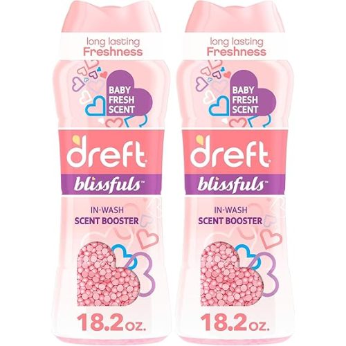 Dreft Blissfuls In-Wash Scent Booster Beads, Baby Fresh Scent, 18.2 oz (Pack of 2)
