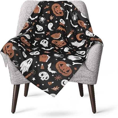 Halloween Goth Pumpkin Skull Ghost Baby Blanket Baby for Boys and Girls Funny Bedding Decor Blanket for Crib Stroller Sofa Travel 30x40 in