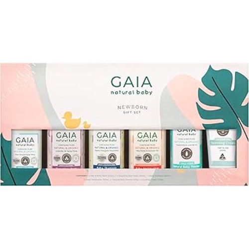 Gaia Newborn Baby Gift Set | Certified Natural Wash | Complete Newborn Essentials | Sensitive Skin Formula | Gentle Baby Care | Australian Made | Baby Shower | 6 Pack