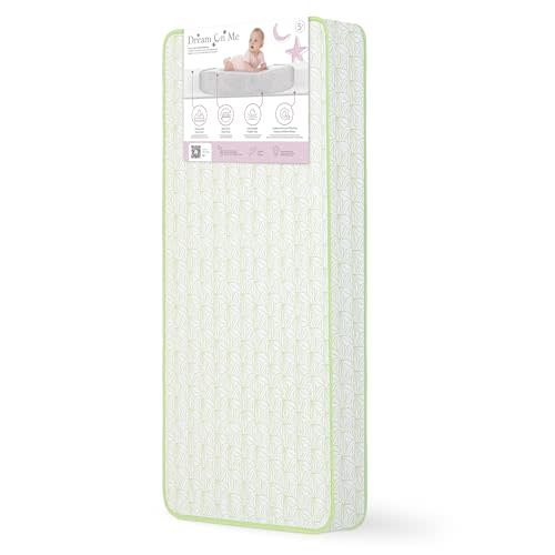 Dream On Me 2-in-1 Meadow Baby Crib Mattress, GREENGUARD Gold | Made in USA, Dual Sided, BSA Verified, ASTM & CPSC Tested, Fits Full Size Crib and Toddler Bed 52"x28"x5", Waterproof Cover