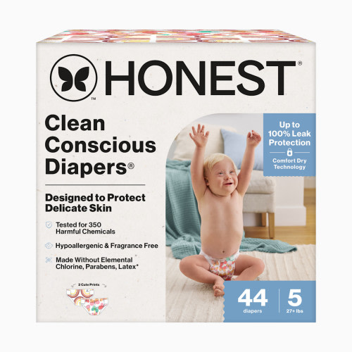 The Honest Company Clean Conscious Disposable Diapers Size 3-5 - Wingin It + Catching Rainbows, Size 5, 44 Count