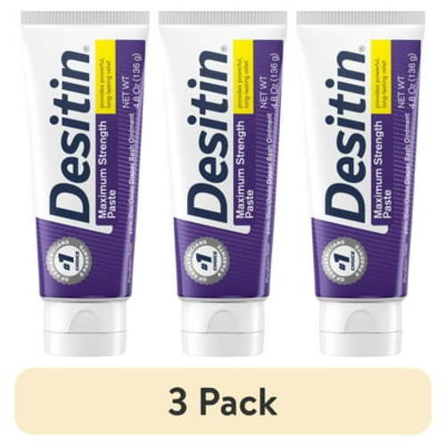(3 pack) Desitin Maximum Strength Baby Diaper Rash Cream, Zinc Oxide, 4.8 oz