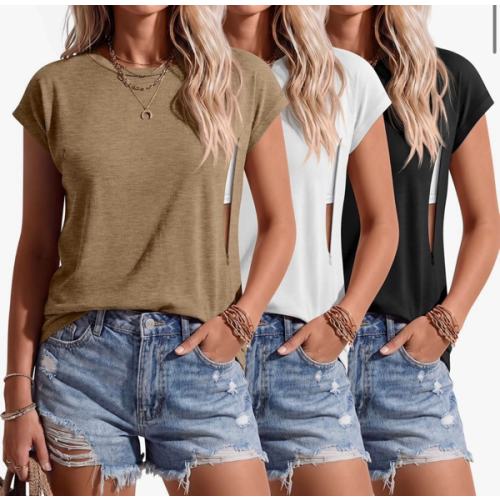 Ficerd 3 Pack Women's Nursing Shirts for Breastfeeding with Hidden Zippers Loose Fit Maternity Cap Sleeve Top Nursing Clothes