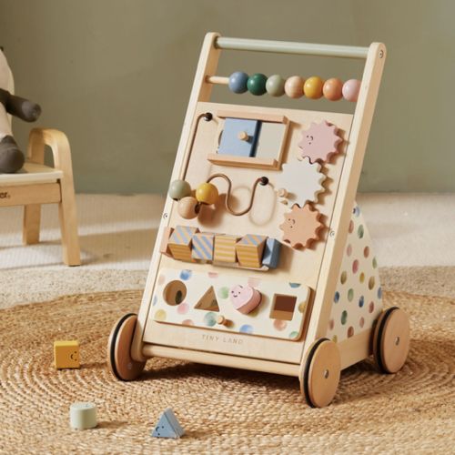 Tiny Land® Versatile Natural Wooden Baby Walker
