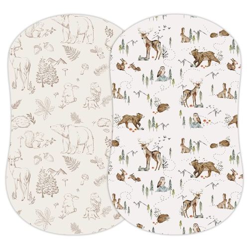 Baby Bassinet Sheets for Boy, Girl (Magic Forest) 2-Pack - Fitted Bedside Bassinet Sheets - Buttery Soft Cotton Blend for Standard Mattress Pad - Compatible with Halo BassiNest