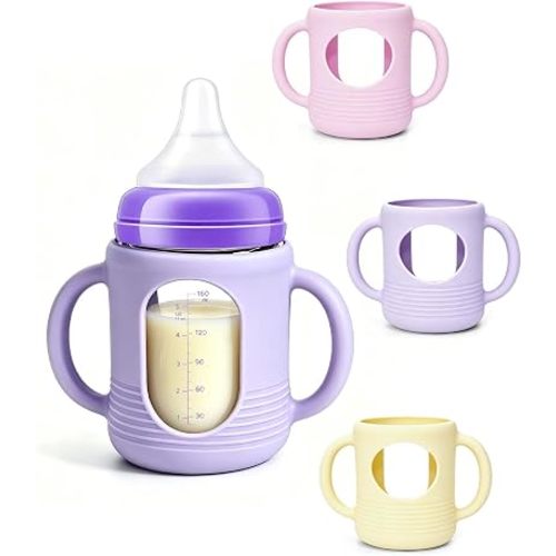 3 Pack Silicone Sleeves for Lansinoh & Pigeon Glass Baby Bottles, 5 Ounces