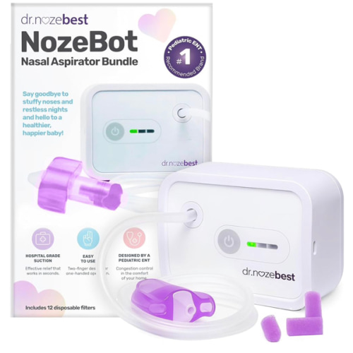 Amazon.com: Dr. Noze Best NozeBot Electric Baby Nasal Aspirator - Designed by a Pediatric ENT for Safe, Gentle Congestion Relief - Rechargeable, Portable & Easy to Clean Nose Sucker for Infants and Toddlers