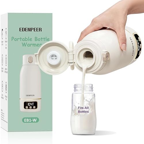 Portable Bottle Warmer for Travel, Fast Baby Bottle Warmer Portable with Precise Temperature Control, 17 OZ Milk Warmer, Leak-Proof Cordless Breastmilk Warmer, Fits Most Baby Bottles for On the Go