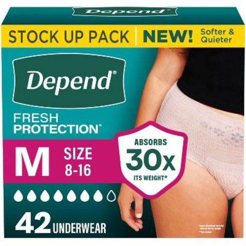 Depend Fresh Protection Adult Incontinence & Postpartum Underwear for Women - Maximum Absorbency - M - Blush - 42ct
