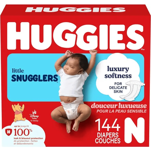 Huggies Newborn Diapers, Little Snugglers Newborn Diapers, Size 0 (up to 10 lbs), 144 Count