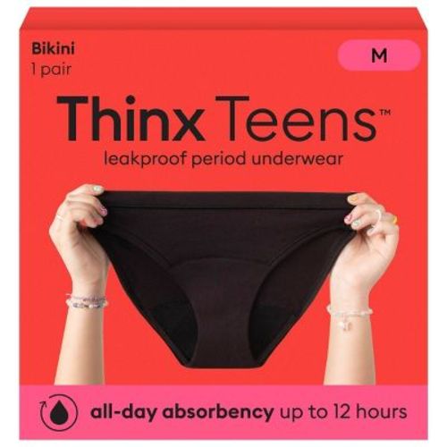 Thinx Teens Bikini Leakproof Women's Period Underwear - Black - Medium