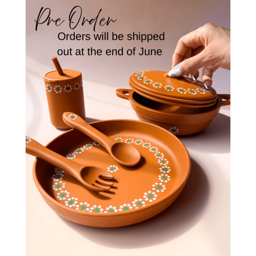 PRE ORDER Mexican Clay Plate Baby Mexican Inspired Silicone Barro Meal Set