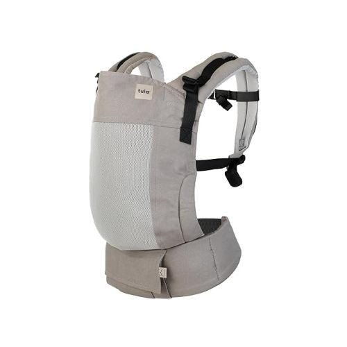 Baby Tula Breathable Mesh Panel Free-to-Grow Baby Carrier - Adjustable, Comfortable, Newborn to Toddler Carrier - Ergonomic Fit for 7lbs to 45lbs - Back & Front Carry Options - Overcast (Gray)