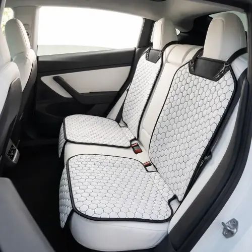 Tesla White Seat Protector  |  White “Hexy” by Owleys