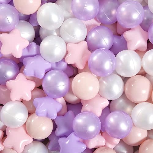 GOGOSO Balls for Ball Pit - Plastic Ball for Toddlers 1-3, Baby Kids Ball Pool Decoration 50 100 200 300 500 1000 (A Purple+Pink+White+Clear, 200 Balls)
