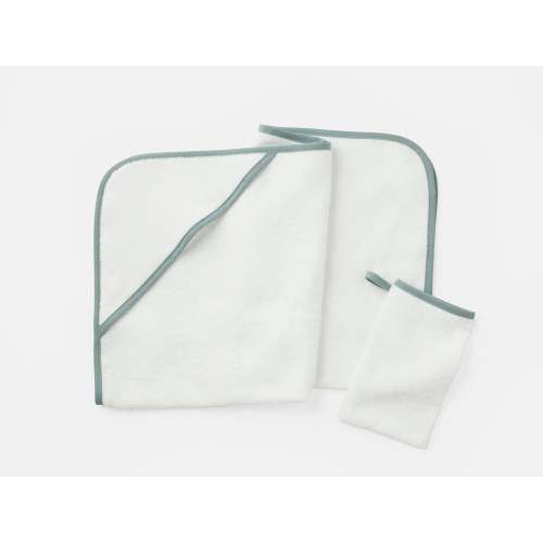 Cloud Loom™ Organic Baby Hooded Towel and Bath Mitt Set