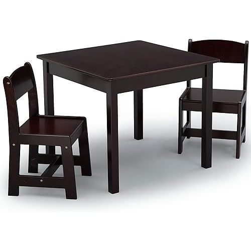 Delta Children MySize Kids Wood Table and Chair Set (2 Chairs Included) - Ideal for Arts & Crafts, Snack Time, Homework & More - Greenguard Gold Certified, Dark Chocolate, 3 Piece Set