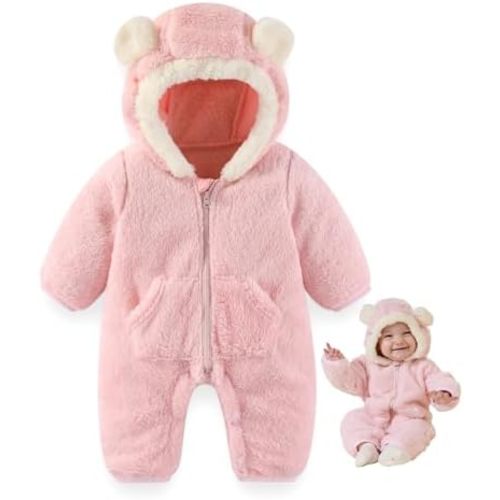 XIFAMNIY Newborn Winter Snowsuit Baby Bear Outfit Fleece Warm Jumpsuit Outwear Romper Clothes for Infant Girls Boys
