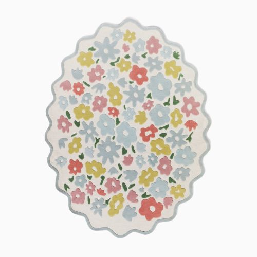Pink Chicken Ditsy Floral Wool Rug