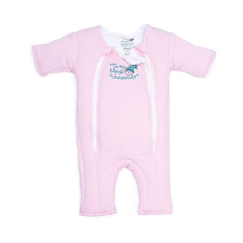Magic Sleepsuit Baby Merlin's Cotton Baby Swaddle Transition Product - Soft and Cozy Design, Double Zipper for Easy Diaper Changes, Promotes Safe Sleep, 3-6 Months - Pink - Small 12-18lbs