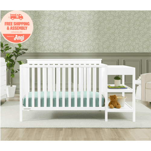 Delta Children Ellie 5-in-1 Convertible Crib and Changer - Greenguard Gold Certified, Bianca White