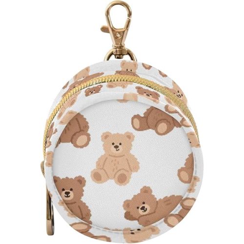 Baby Pacifier Case with Clip, Cartoon Brown Bears Portable Pacifier Holder, TPU Lined Dust-Proof Storage Pouch for Diaper Bag and Stroller
