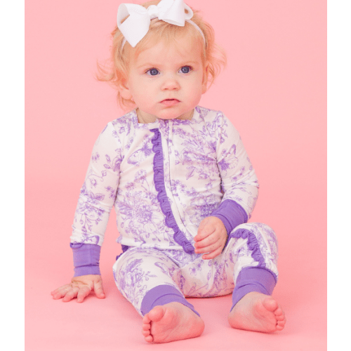 Purple Garden Toile Ruffle One Piece Pajama – Bambinos at Curated Boutique