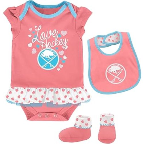 Outerstuff NHL Newborn Girls (3M-9M) Pink Hearts Love Hockey Clothing Set