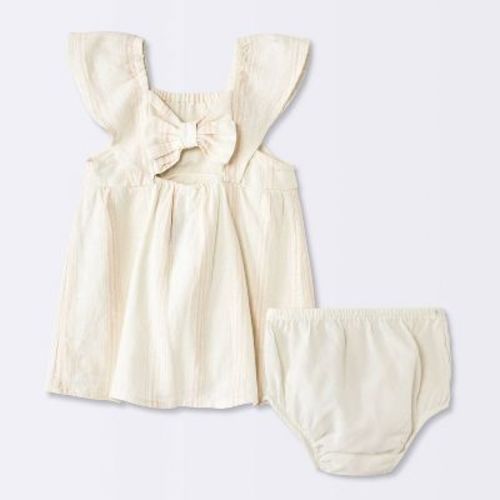Baby Girls' Striped Flutter Dress - Cloud Island™ Pink 12M